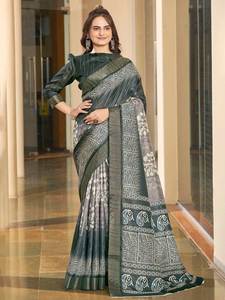 Magnifique Sarees en soie avec belle Pallu imprimée - Product Image 5