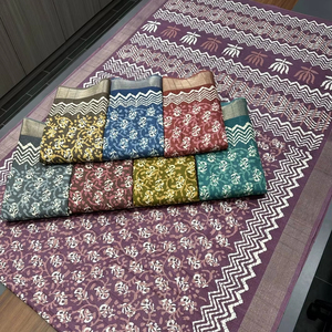 ผ้าส่าหรีผ้าไหมแบบพรีเมี่ยมที่เข้าได้กับคอลลาร์สำหรับผ้าม่านและดีไซน์หรูหราส่าหรีผ้าไหมฮอลแลนด์ - Product Image 1