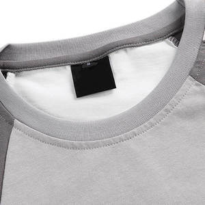 T-shirt personnalisé en patchwork de coton 100% pour hommes 300 gsm Haut vierge oversize épais col rond manches courtes Style décontracté solide - Product Image 2