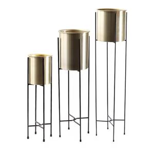 Jardinière moderne en métal brosse noire support pour pot de fleurs en or avec motif de fleurs pour la décoration intérieure de la maison et du jardin extérieur - Product Image 5