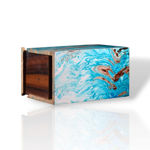 Urna de madera de mango hecha a mano Aqua Swirl diseño abstracto urnas de cremación urna para adultos - Product Image 3