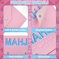 Rosa Leder Mahjong-Karten-Clutch-Halter Tasche für Karten Mahjong-Zubehör Schutzhülle mit Sicherheitsverschluss Ideales Geschenk