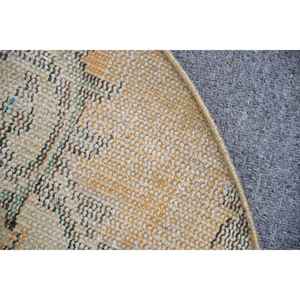 Alfombra de 2.5x1.5 pies, Alfombra Turca Vintage, Alfombra de Lana Azul con Diseño de Patchwork - Product Image 5