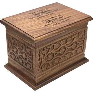Urnas de cremación de ataúd de diseño tallado a mano para cenizas humanas Exhibición de cenizas de entierro Urnas de cremación de madera para cenizas conmemorativas - Product Image 4