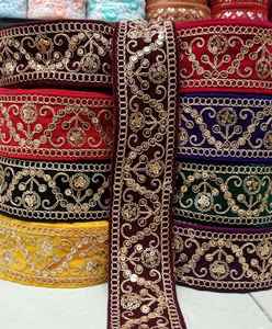 Cordones de lentejuelas bordados ecológicos hechos a medida con cuentas para diseñadores de ropa, suministros de recorte, tiendas, uso de reventa, bordes - Product Image 2