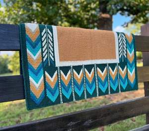 Couverture de selle occidentale en laine faite à la main pour les spectacles d'équitation et la pratique du rodéo Durable avec doublure en polycoton - Product Image 2