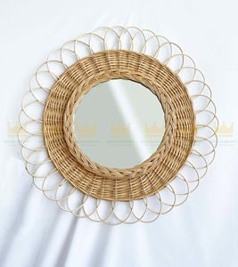 Elegante espejo de ratán hecho a mano para decoración del hogar-Boho Chic, ecológico, diseño natural para el hogar - Product Image 3