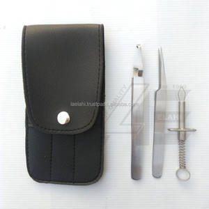 Nouvel ensemble de pinces à tiques 3 pièces en acier inoxydable pour chats et chiens, vente en gros, kit de premiers secours personnalisé avec étui - Product Image 2