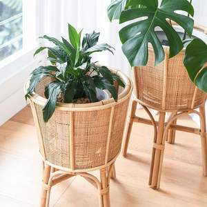 Rotin tissé à la main grand panier à linge herbe de mer panier Pots panier jonc de mer Pot de fleur avec poignée tissé à la main intérieur - Product Image 4