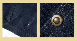 Veste en denim selvedge de style cowboy, une poche, classique, durable, en coton, décontractée, vêtement d'extérieur vintage, bouton, homme, femme, formel - Product Image 4