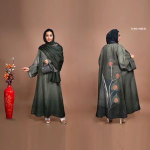<b>Women</b> Modest Linen Abaya with Elegant Back Design for Evening Party and Plus Size - Product Image 2