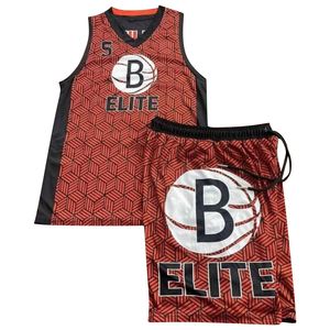 Traje de baloncesto reversible de poliéster 100% personalizado de salida de fábrica Técnicas impresas transpirables para Baloncesto de uso de verano - Product Image 1