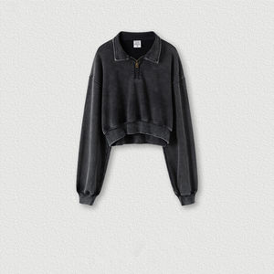 Nouveau personnalisé 1/4 fermeture éclair entraînement pull équipage doux coton polaire à manches longues pull ample femmes automne hiver - Product Image 1