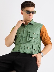 Cargo Flap Pocket Work Style T-Shirt Customized Mens Button Down Oversized Short Sleeve - Product Image 3
