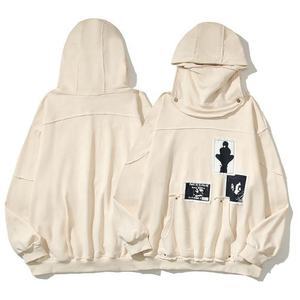 Fabricación 350 gramos de peso pesado 100% algodón pulóver sudaderas con capucha caída hombro estampado para hombres invierno alta calidad - Product Image 3