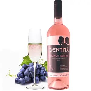 Italian Rose Pink Wine Primitivo Rosato Salento IGP Identita 750 Ml PREMIUM Made In Italy Highest Quality Wine Glass Bottle