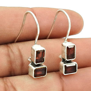 January Birthstone Jewelry 925 Sterling Silver Natural Red <b>Garnet</b> Gemstone Classic Style Dangle <b>Earrings</b> for Birthdays Parties - Product Image 4