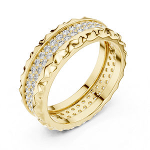 แหวนทองคำ 14K สีเหลือง ประดับเพชรทรงกลม 0.9 กะรัต เพาะเลี้ยงในห้องปฏิบัติการ รับรองโดย IGI แหวนหรูสำหรับผู้หญิง |   ชุดทำงาน - Product Image 4