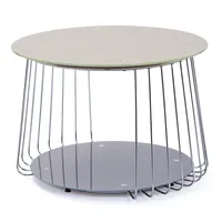 Top vente Table basse de forme ronde Design de luxe de haute qualité blanc enduit corps cadre Console Table centrale au prix de gros