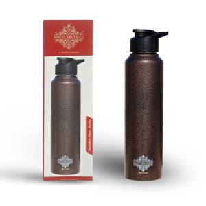 Botella Plana de Acero Puro Hecha a Mano con Diseño Vintage de Cobre Antiguo de 1000 ml, con Tapa para Beber y Aislamiento al Vacío de Goma, Ideal para Viajes - Product Image 5