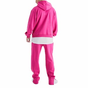 Chándales de invierno acampanados desteñidos de lujo de algodón personalizado de alta calidad con logotipo personalizado de lana y cremallera completa lavado con ácido para hombres - Product Image 3