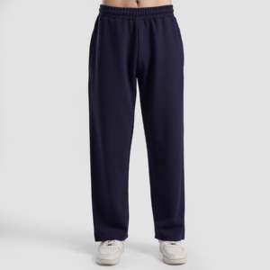 Unisex Waffle Pattern <b>Trousers</b> Navy 100% Cotton Formal Style Size XL Garment Dyed Colored <b>Light</b>-Weight Woolen Fabric Zipper - Product Image 2