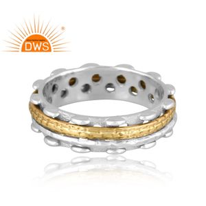 Newly design fine sterling <b>silver</b> brass set handmade design <b>spinner</b> band <b>ring</b> <b>silver</b> jewelry manufacturer - Product Image 3