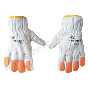 OEM Durable Cow Split Safety Working Rigger Sweat-absorbent <b>Driver</b> Leather <b>Gloves</b> with Elastic Wholesale - Product Image 4