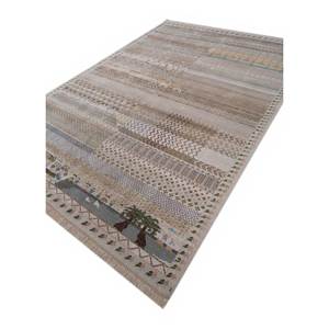 Tapis Manchaha en laine et soie de bambou noués à la main, couleur ivoire, épaisseur 10 mm, rectangulaires, motif patchwork abstrait, design couloir, Les-2412 pour la maison - Product Image 2