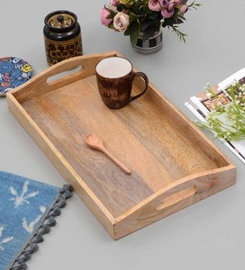 Bandeja de servicio de madera de mango para el hogar y decoración de bodas Bandejas, servidores y regalos - Product Image 4
