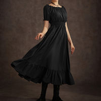 OEM Robe gothique Maxi solide tissée taille Empire manches courtes épaules dénudées ensemble deux pièces pour femmes