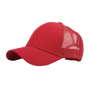 Chapeau de baseball respirant en queue de cheval chapeau de sport anti-soleil en plein air logo personnalisé chapeau de baseball de couleur unie - Product Image 1