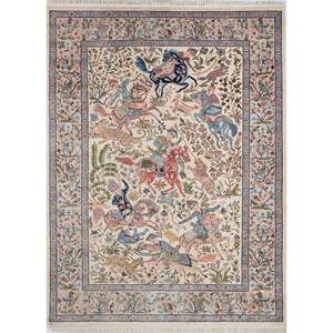 Aalam Gold Hand Knotted Wool <b>Rugs</b> Floral <b>Boho</b> Abstract Styles for Teen for Home Entryway Living Bedroom-Pae-5553 9x12 Rectangle - Product Image 1