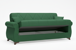 Extendable Portable 3-Seater <b>Sofa</b> <b>Bed</b> Solid Wood Frame Convertible Storage Click Clack Mechanism European Style Fabric <b>Sofa</b> - Product Image 2