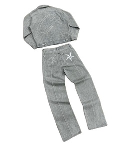 Conjunto Deportivo Unisex de Invierno, Jeans de Mezclilla Sólidos, 100% Algodón, Transpirable, Lavado Ácido, Ligero, Personalizable, Diseño 2 en 1, 2 Piezas - Product Image 1