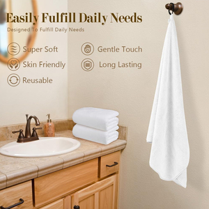Ensemble de serviettes de bain en coton unisexe de qualité supérieure en blanc rose bleu pour adultes Motif de logo solide de luxe pour salle de bain ou hôtel - Product Image 4