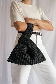 Customize Design and New Fashion Handbag Paper Crochet Black Color - Product Image 2
