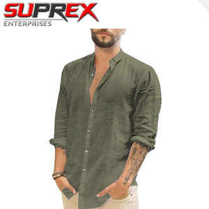 เสื้อเชิ้ตผ้าลินินทรงสลิมฟิตสำหรับผู้ชาย แขนยาว สวมใส่สบาย ระบายอากาศได้ดี น้ำหนักเบา เหมาะสำหรับใส่ไปเที่ยวชายหาดในฤดูร้อน - Product Image 4