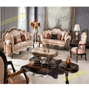 El último juego de sofás victorianos de 8 plazas de oro antiguo, muebles de sala de estar de pulido de nogal de alto brillo, sofás de tamaño personalizado de exportación DST EE. UU. - Product Image 2