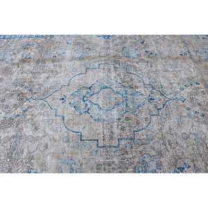 Alfombra Vintage Extra Grande de 9.8x12.1 pies, Alfombra Turca de Lana Azul Sólida - Product Image 5