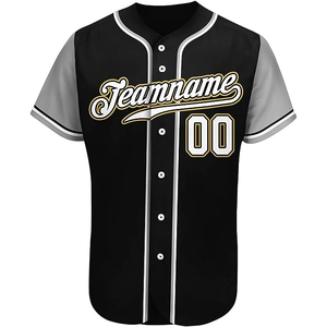 Maillot de baseball personnalisable avec broderie, séchage rapide, polyester, grande taille, ample, respirant, col en V, manches courtes - Product Image 1