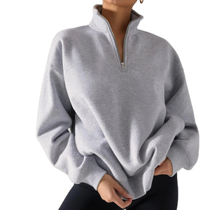 Sweat-shirt à manches longues 100% coton, fabrication OEM, léger, demi-zip, respirant, logo personnalisé pour femmes - Product Image 1