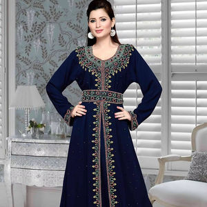 2020 Dubaï vente en gros islamique doré cristal perlé Abaya caftan pour Jilbab vêtements musulmans en Viscose - Product Image 1