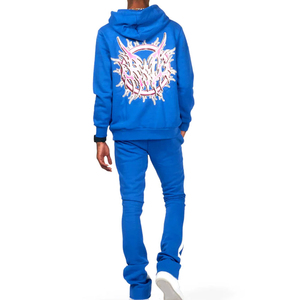 Marque privée vierge Survêtement homme Survêtement évasé personnalisé Survêtement été deux 2 pièces ensemble pour homme - Product Image 3