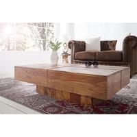 Table basse en bois massif Pindel Handicraft - Design rustique moderne, fabrication artisanale, facile à nettoyer, grande taille, faible hauteur, meubles de salon