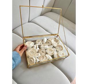 Square Glass Jewelry <b>Box</b> with Gold Finish Eco-friendly Customizable Storage Solution for Luxury Accessories - Product Image 5
