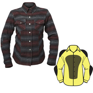 Chemise en flanelle à carreaux noire et bordeaux pour homme, chemise de travail décontractée certifiée CE, chemise blindée, veste de protection pour la conduite - Product Image 1