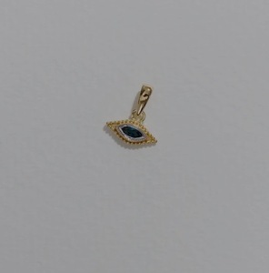 Ciondolo Charm Occhio di Topazio Blu Londinese in Argento S925 Placcato Oro 14K <span class=keywords><strong>Nazar</strong></span> Portafortuna OEM Ingrosso Thailandia - Product Image 1
