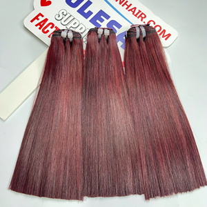 100% trame droite en os de haute qualité Extensions de cheveux crus trame à Double tirage couleur de cheveux vietnamiens prêt à expédier couleur rouge prune - Product Image 1