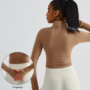 Hot Bán Tự trồng dây kéo điện tập thể dục Yoga quần áo hàng đầu mặc áo thể thao - Product Image 6